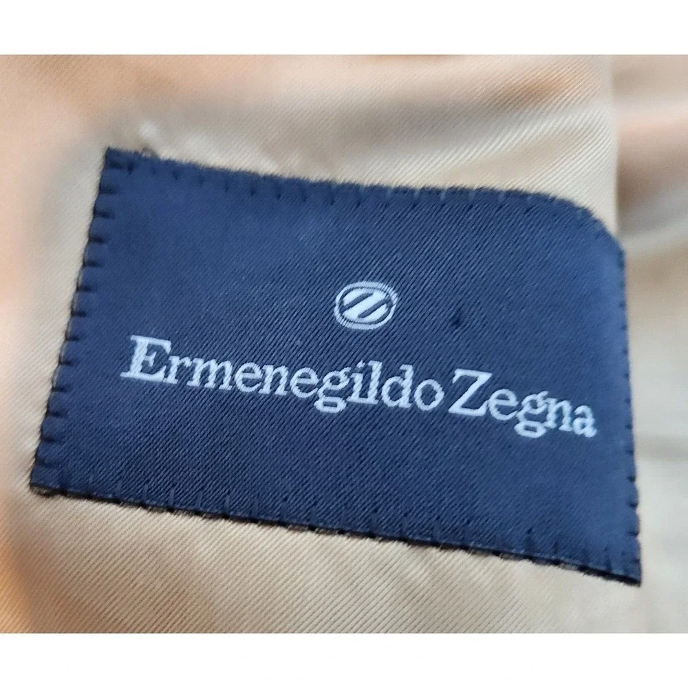 Ermenegildo Zegna Silk Wool Blazer Jacket Mens 44R Houndstooth Sport Coat Italy
